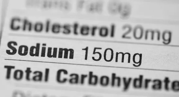 Close up on the Sodium line on a product nutrition panel