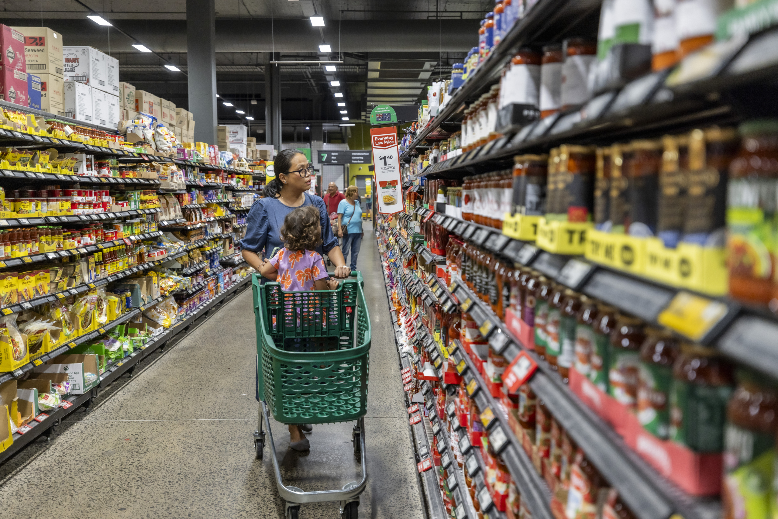 Woman and child shopping